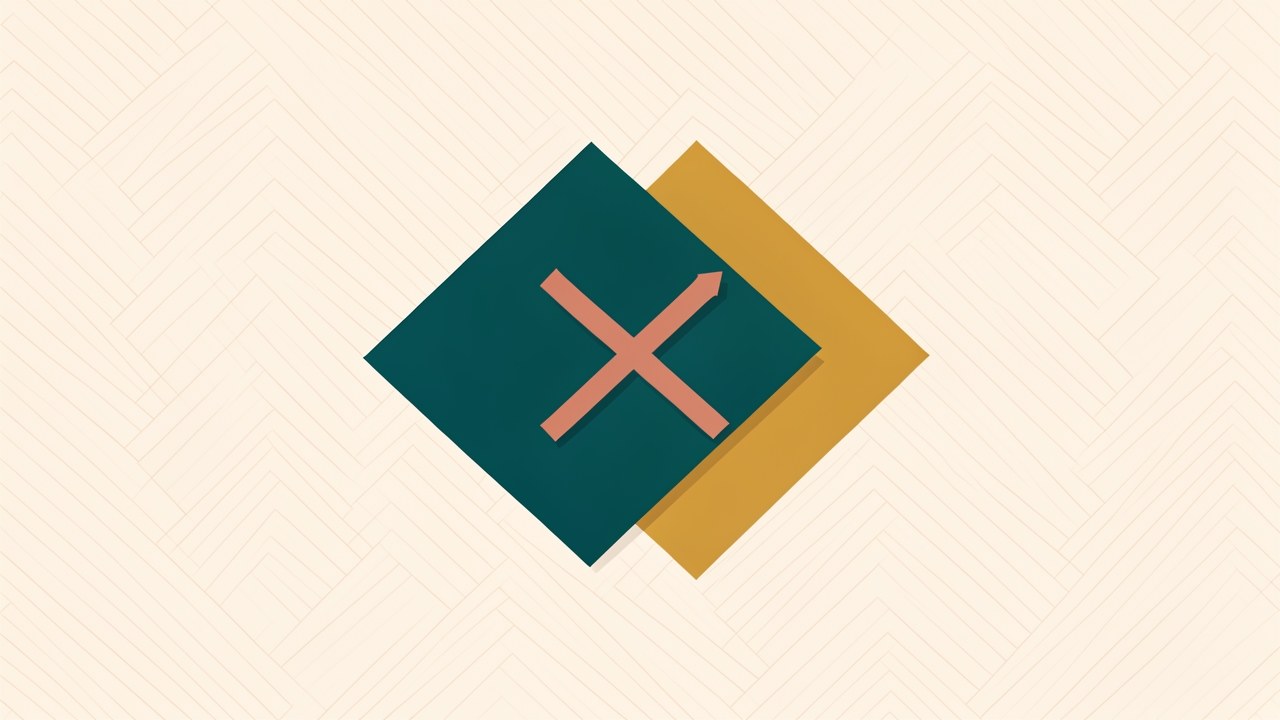 Two overlapping squares with arrows crossing between them, representing comparison and trade-offs, on a warm background.